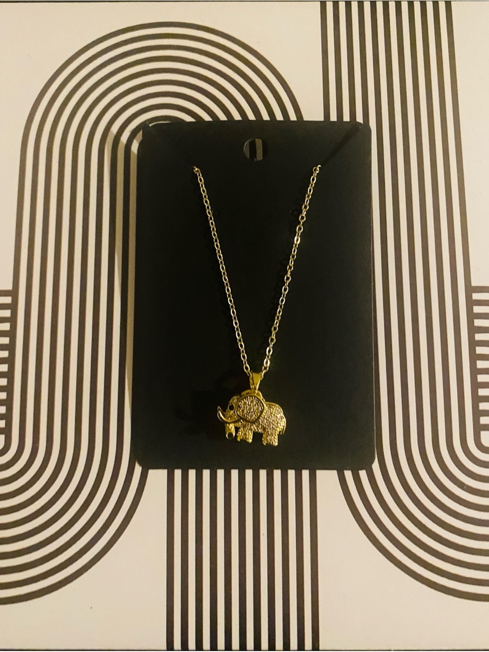 Sparkling Gold Tone Elephant Cubic Zirconia Pendant Necklace
